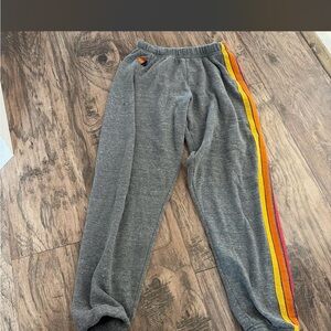 Aviator Nation Gray Sweatpants with Colorful Stripes
